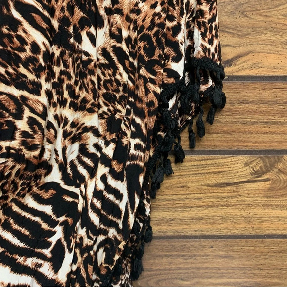 Bobbie Brooks one size swim suit coverup animal print with tassels - Picture 6 of 7